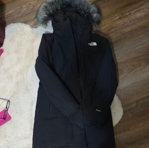 The North Face Black Coat with Faux Fur Trim